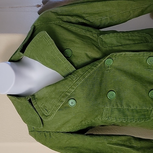 GAP 100% Cotton Corduroy Double Breasted Lined Peacoat green size S - Picture 2 of 12